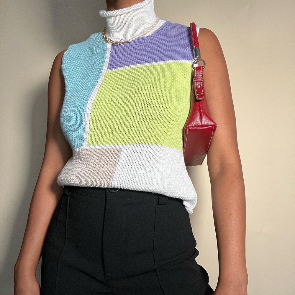 Ballinger Gold Colorblock Knit Vest in size M